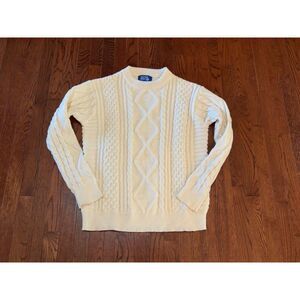 Aelfric Eden Men Fisherman Sweater Size L Ivory Cable Knit Nautical Outdoor